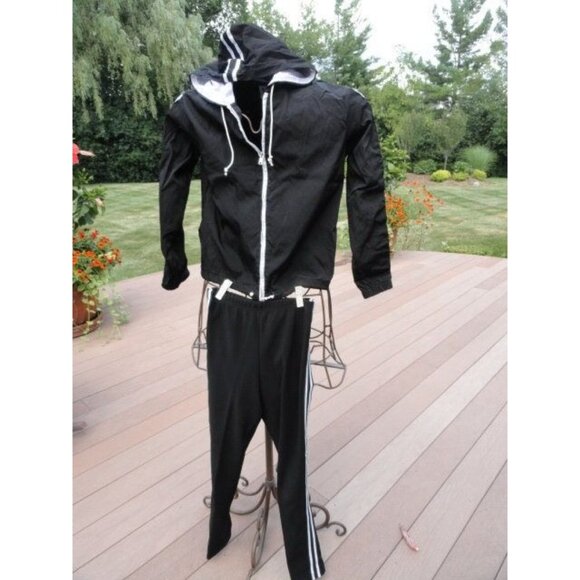 Girl’s BN Blanc Noir Warm Up Jacket With Hood Pants Black White Set Large